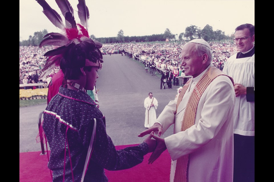 At the Martyr’s Shrine in September 1984, then-Pope John Paul II greeted a crowd of tens of thousands who came to hear the pope speak.