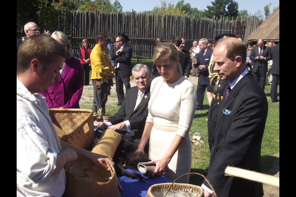 Former Ontario lieutenant-governor  David Onley accompanied Prince Edward and Sophie, Countess of Wessex, during a visit to Sainte-Marie among the Hurons in 2012.