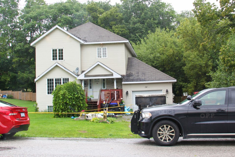 Provincial police have the home at 24 Maple St., in Victoria Harbour, taped off as they continue the investigation into the shooting Thursday afternoon of an adult man who lives at the house.