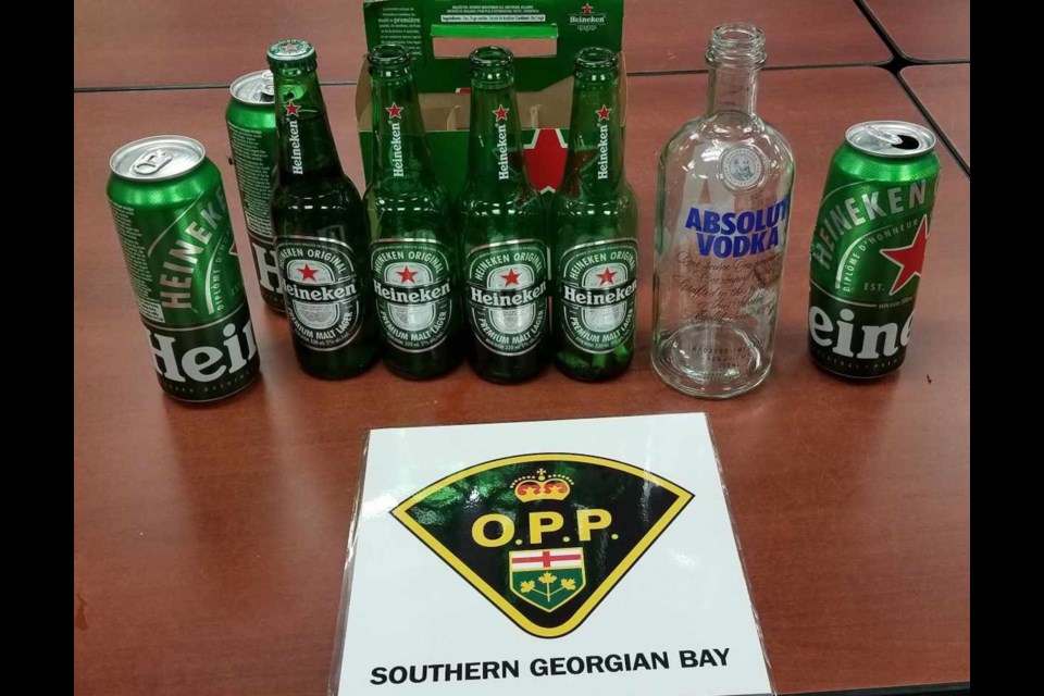 Alcohol seized. Photo provided by Southern Georgian Bay OPP