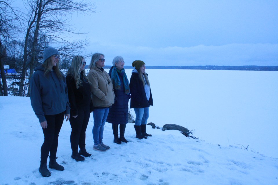 The women behind the Southern Georgian Bay Airboat Rescue know these waters well, and some have lost family on the bay's icy waters. From left to right: Brie Cudahy, Sharelle McArthur, Sarah Bremner, Sue Cook and Christina Wood.