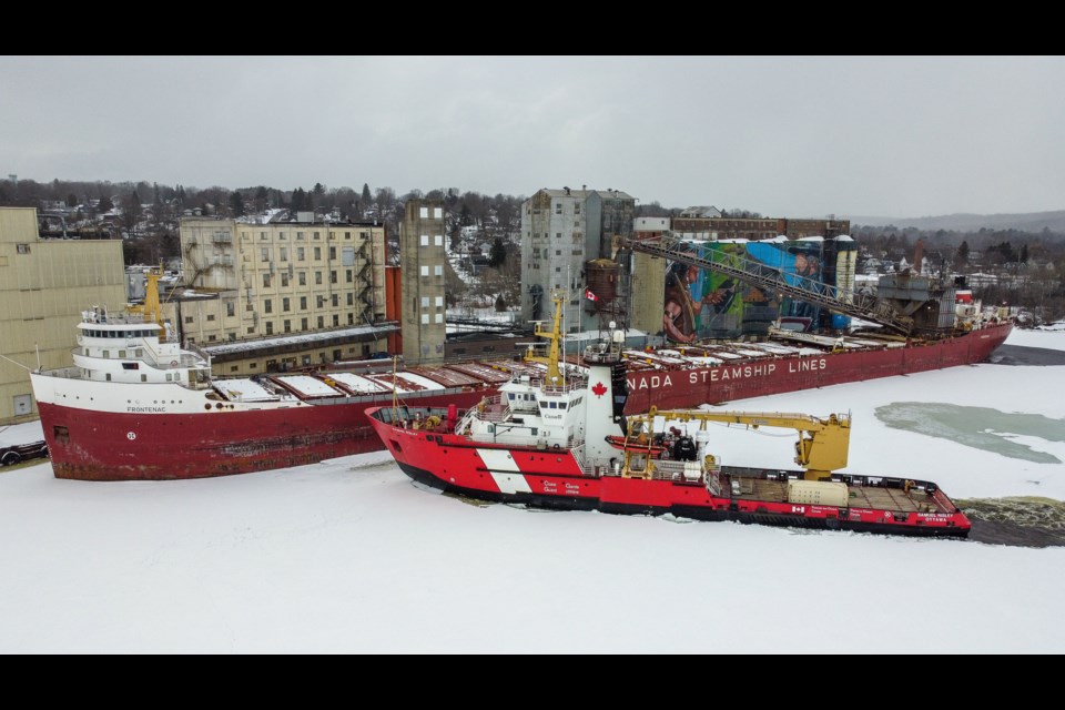 Canadian Steamship Lines Frontenac & CCGS Samuel Risley in Midland harbour.