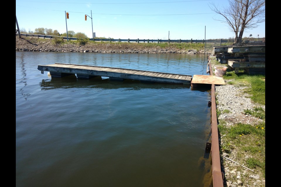A shot of a dock at Twin Bridge Marina in Waubaushene that's been flooded this spring due to high water levels in Lake Huron. Supplied photo.