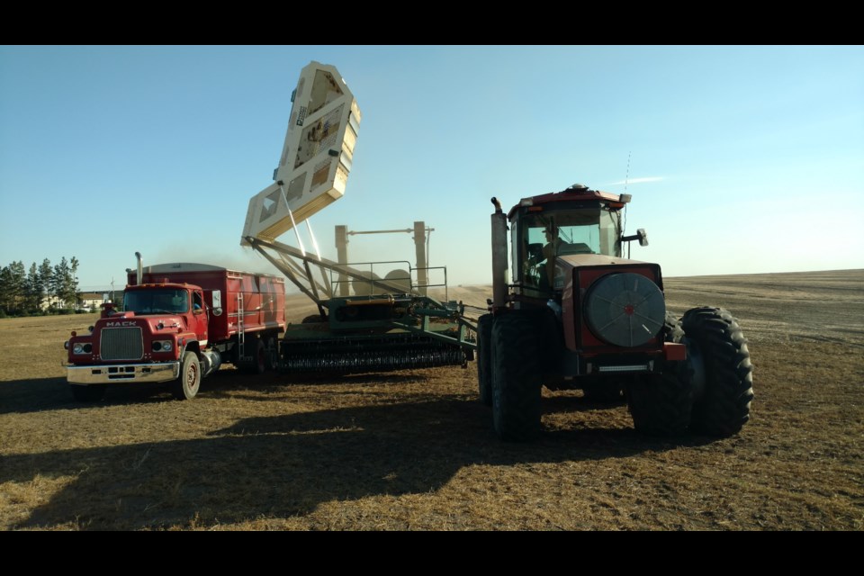 Pictured here is a twin master dry edible bean combine, from Pickett Equipment — one of the machines the info sessions will likely discuss. (supplied)