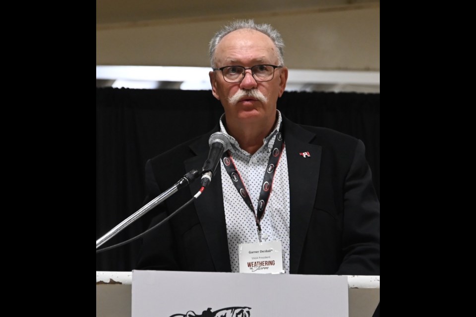Garner Deobald, President of the Saskatchewan Stock Growers Association, speaks at the group's AGM held Monday and Tuesday in Moose Jaw