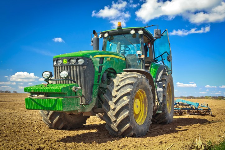 large tractor on farm getty images