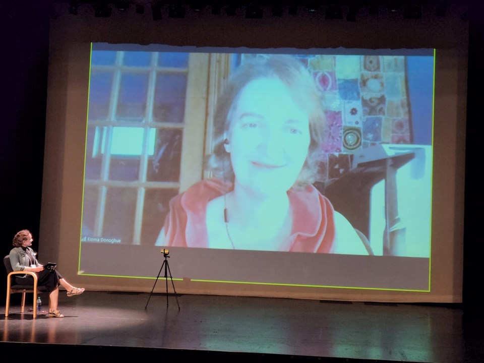 Emma Donoghue made a virtual appearance in the Mae Wilson Theatre Friday afternoon. The discussion was moderated by Amanda Leduc