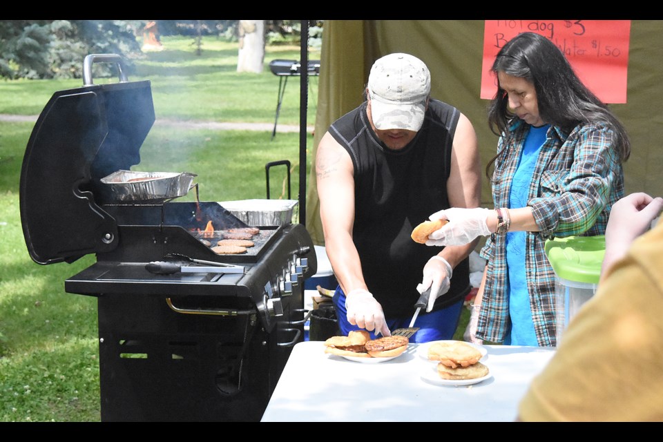 The Wakamow Aboriginal Community Association ran a barbecue lunch for Festival of Words participants in front of the library on Saturday afternoon.