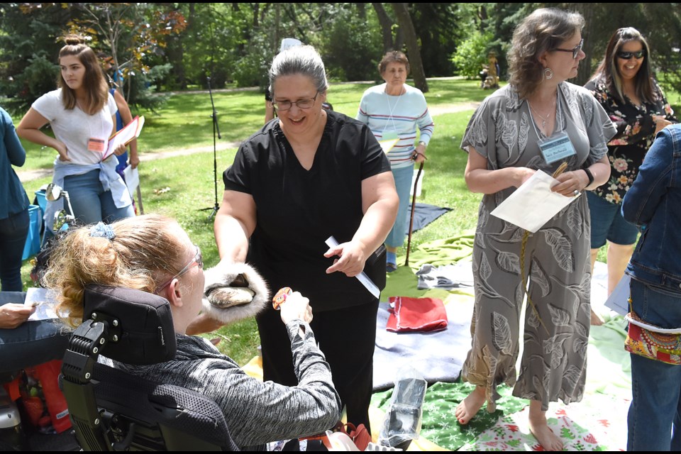 An exchange of gifts among Blanket Exercise participants symbolized such actions when Europeans first arrived on Turtle Island.