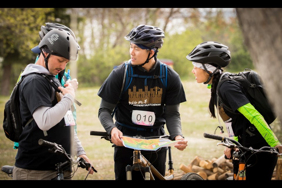 The race kicked off with mountain biking through the trails at Rankin’s campground. (supplied, photo credit: Bob Bellamy)