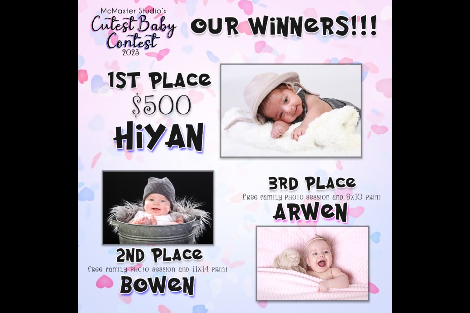 The winning babies of the 2023 McMaster Studio Cutest Baby Contest