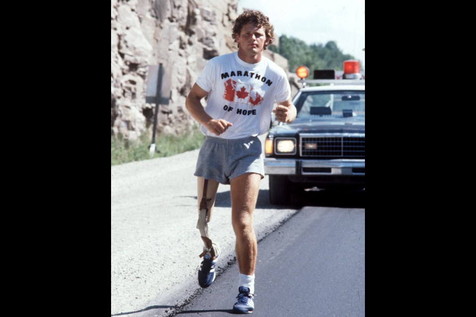 Terry Fox during his Marathon of Hope in 1980. Photo courtesy Terry Fox Foundation