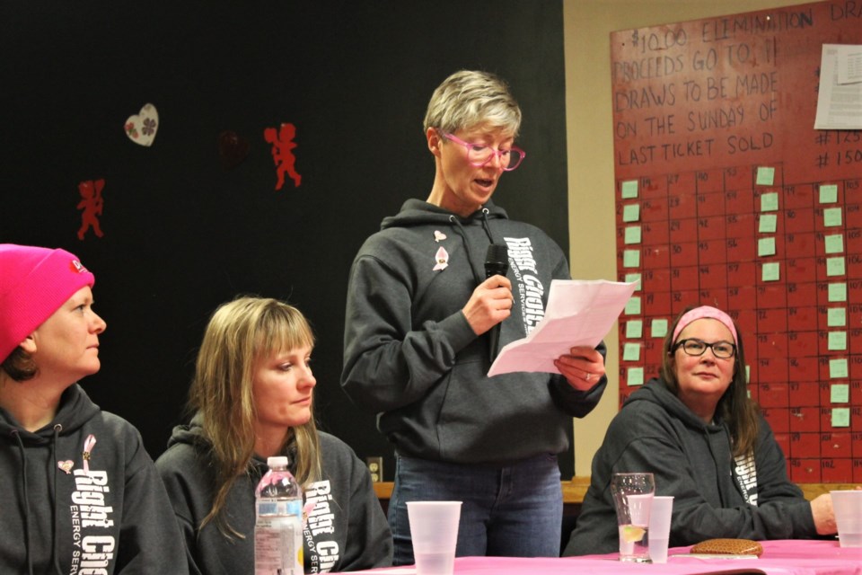 Wanda Latimer, one of the core riders in this year’s Prairie Women on Snowmobiles mission for cancer research, spoke about her experience as a breast cancer survivor and physical therapist, who has worked with other breast cancer patients.