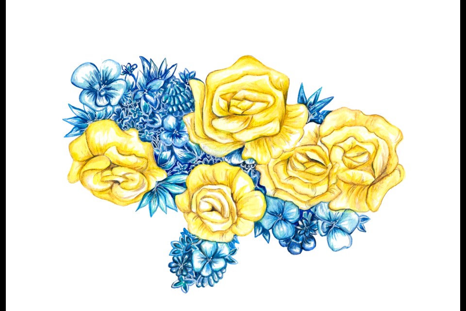 An example of a possible art submission if the Ukraine theme is decided upon: Map of Ukraine in yellow and blue flowers