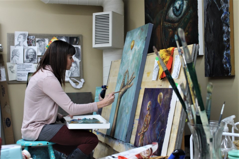Jess Zoerb has been working on her exhibition pieces for the past year, putting her personal journey on canvas to share.