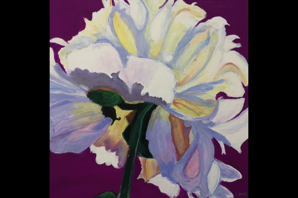 "Peony" displays Markewich's use of bright, vibrant colours.