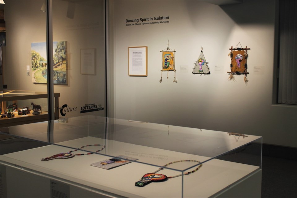 Dancing Spirit in Isolation features beadwork pieces by 12 local Indigenous women, depicting their own personal stories about healing during the COVID-19 isolation.