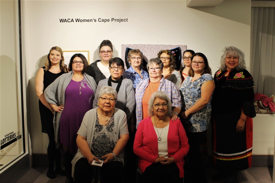 Eight local women created a traditional cape of their own, to be featured in the Wakamow Aboriginal Community Association Women’s Cape Project, now on display at the MJMAG. 