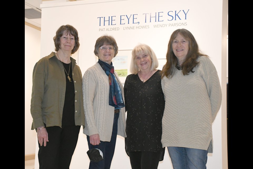 The artists behind The Eye, The Sky exhibit in the Moose Jaw Cultural Centre: Lynne Howes, Wendy Parsons, Pat Aldred and curator Dianne Warren.