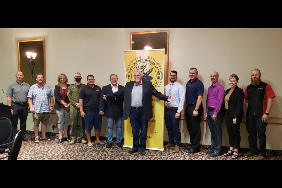 Chamber CEO Rob Clark (centre) gathers with the organization's board members after the recent annual general meeting. Photo courtesy the chamber of commerce
