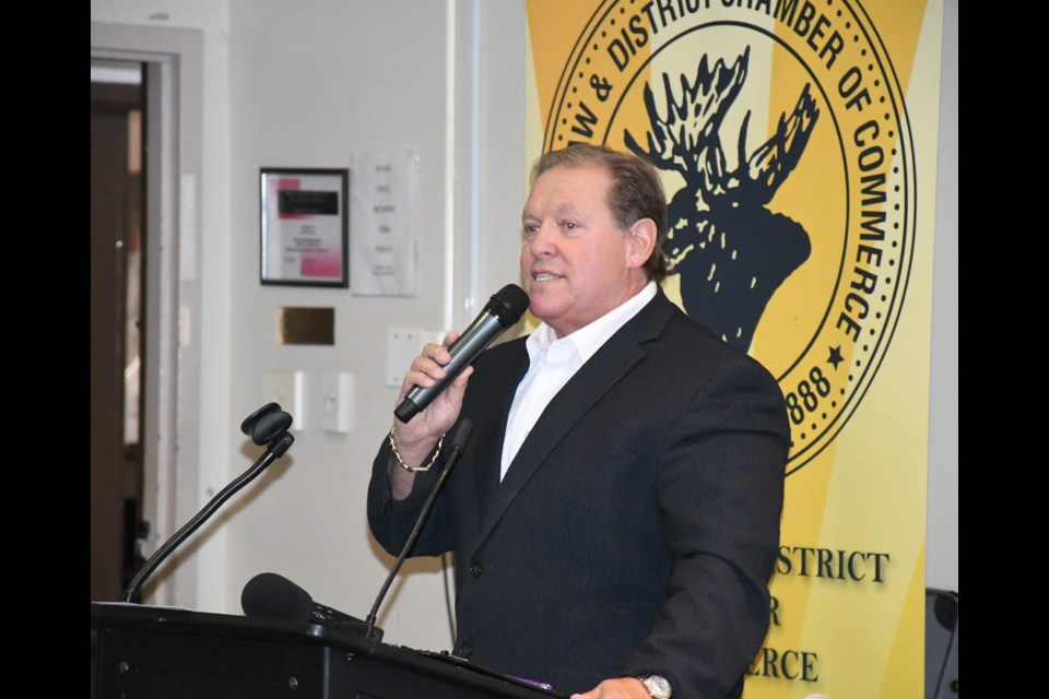 Outgoing chamber president Aaron Ruston speaks at the AGM. Photo by Jason G. Antonio