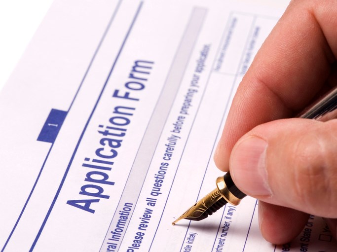 filling out application form