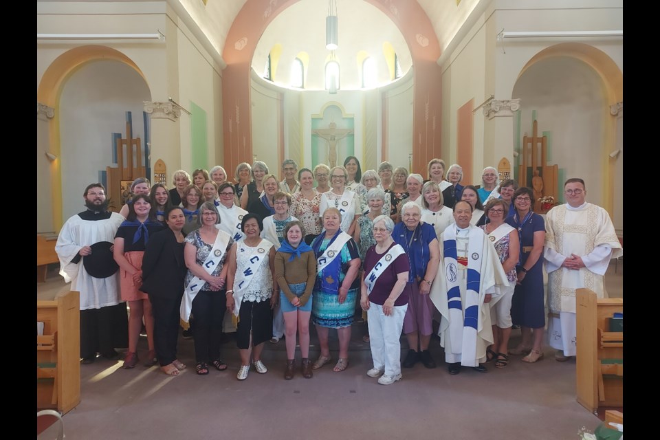 All the Catholic Women’s League members, the Catholic Girl’s League members, and Mass celebrants present at the Mass on Saturday at 5:00 pm. St. Joseph’s parishioners were also in attendance