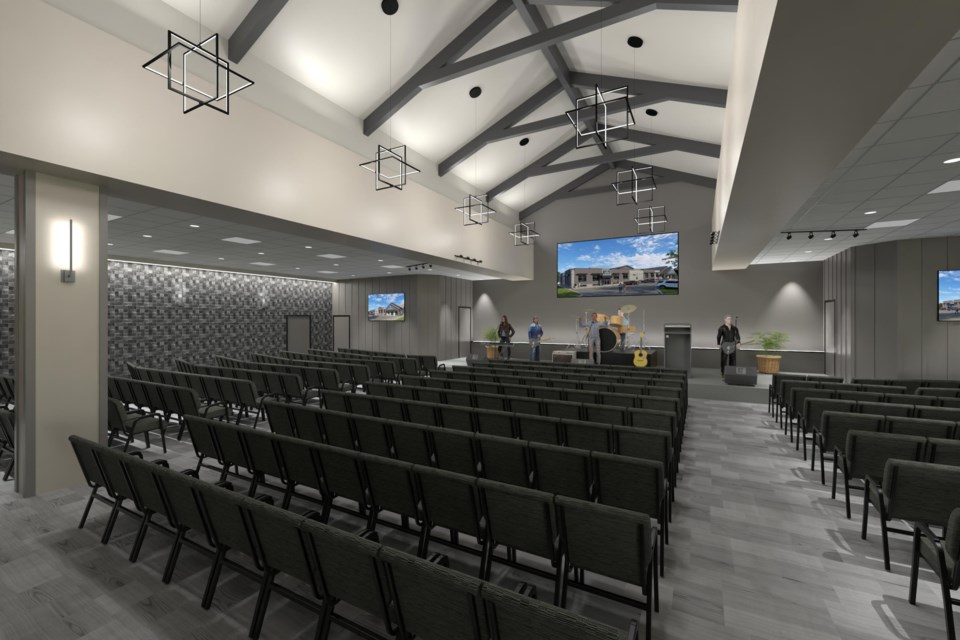 Artist's rendering of interior worship hall once the expansion is finished