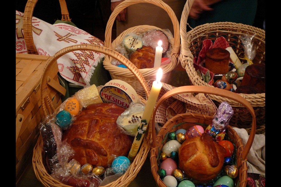 A pile of baskets waiting to be blessed. Photo courtesy Facebook