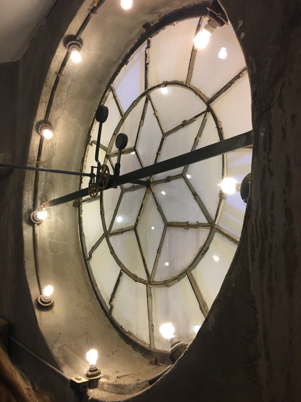 city hall clock tower glass