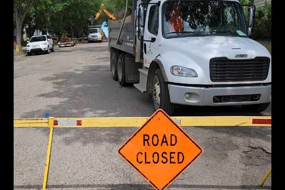 A barricade blocks access to a road where city crews are working. Photo courtesy city hall