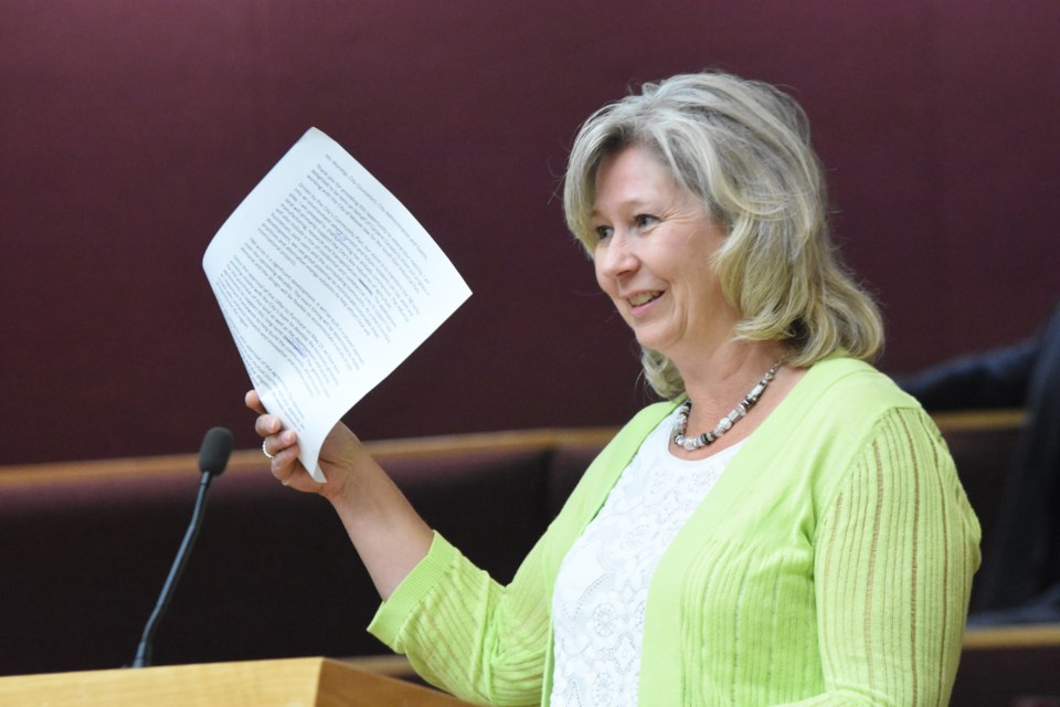 Carpere Canada COO Rhonda Ekstrom thanks city administration for its work on putting the land agreements together. Photo by Jason G. Antonio