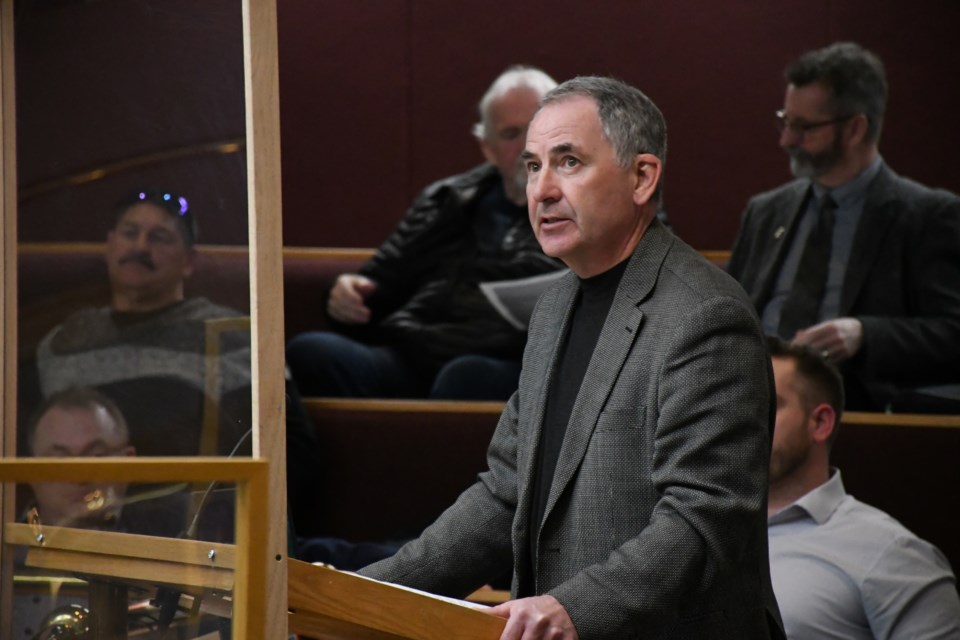 Kevin Hallborg, director of special projects with Viterra, speaks to city council on March 27. Photo by Jason G. Antonio