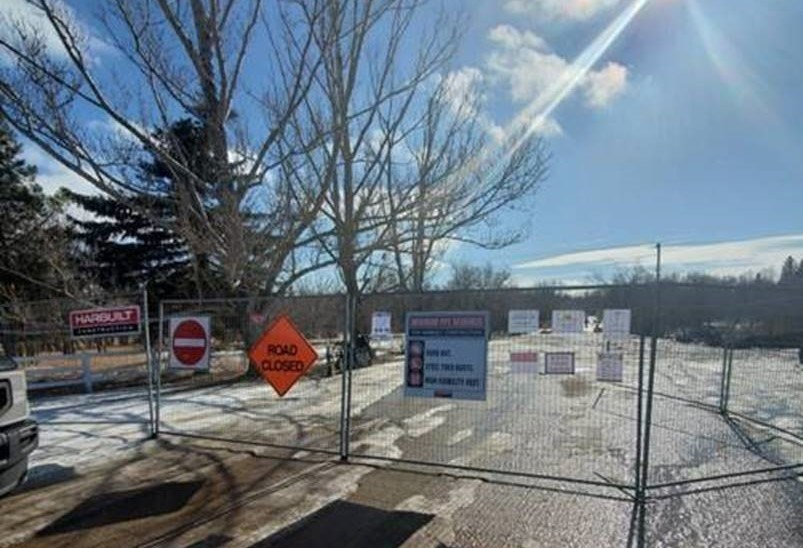 Barricades have been installed on the north side of the Seventh Avenue Southwest bridge (as shown here) and the south side in preparation for repairs to the structure. Photo courtesy City of Moose Jaw