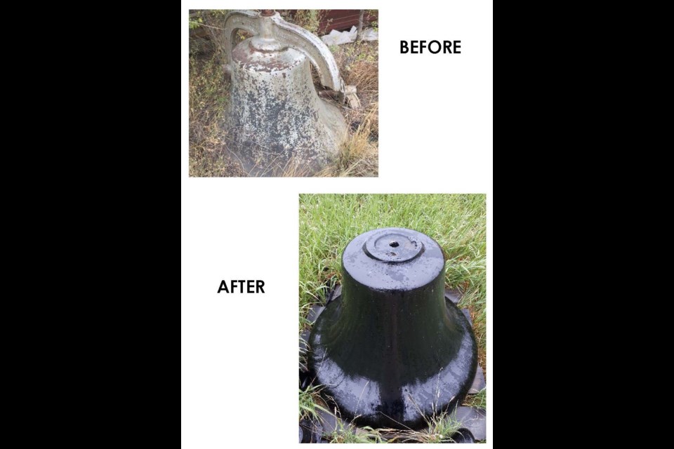 Before and after pictures show what the original city hall bell looks like, after Saskatchewan Polytechnic restored it in 2018. Photo courtesy City of Moose Jaw