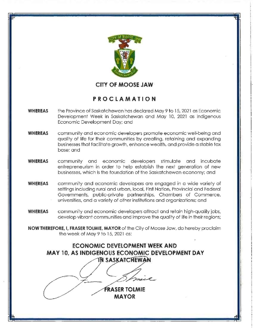 proclamation of economic development week may 2021