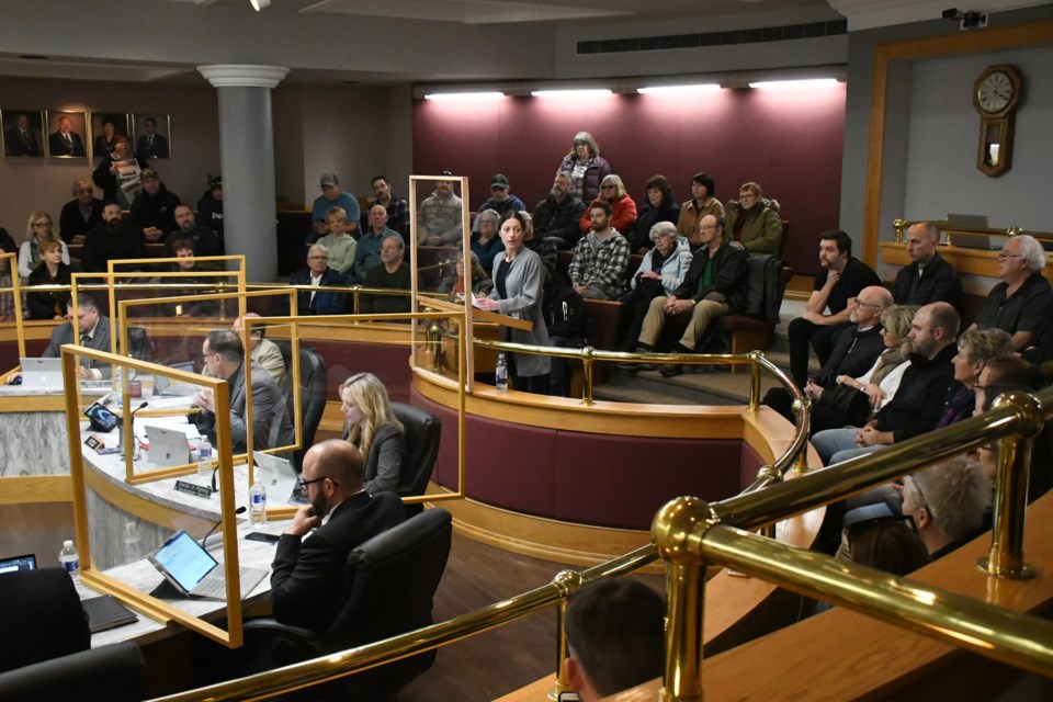More than 80 people packed into council chambers on Jan. 9 to hear two business urge council to help effect change with property assessments. Photo by Jason G. Antonio