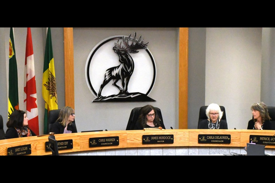Members of the public art committee discuss the ghost murals in Moose Jaw.