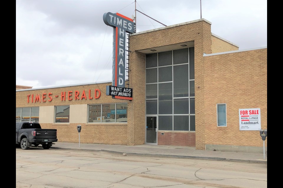 The property at 44 Fairford Street West, which contains the former Moose Jaw Times-Herald building, owes $26,120.57 in back taxes. Photo by Jason G. Antonio