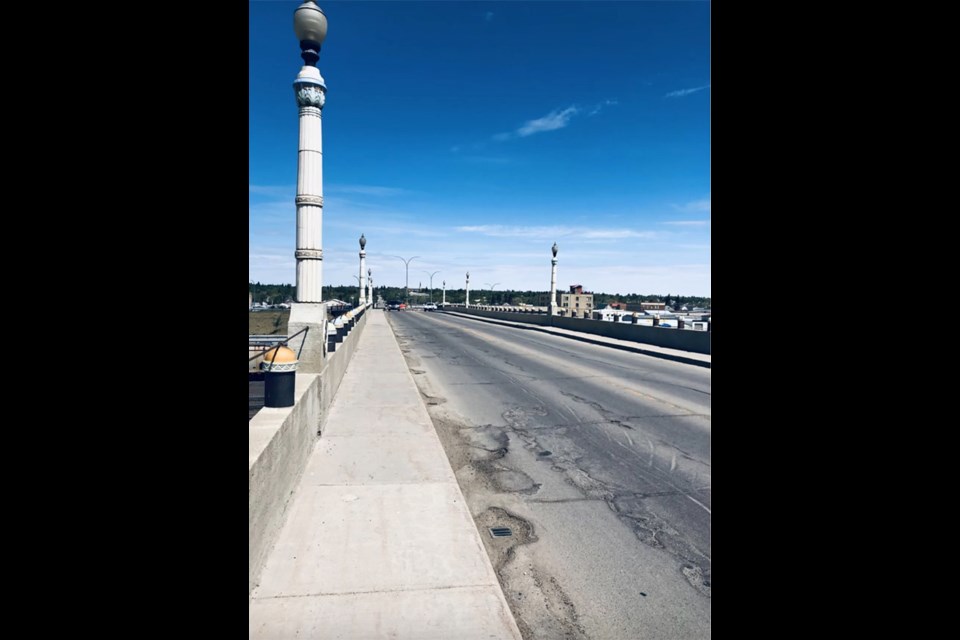 The damage to the road surface is evident in this photo. MooseJaw.ca