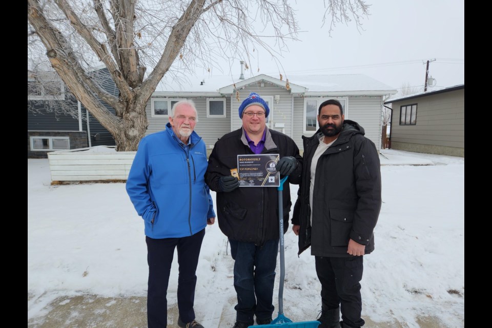 Tom Montgomery, Rob Clark (MJ & District Chamber of Commerce CEO) and Raghvir Gill (City of Moose Jaw Bylaw Enforcement Officer)