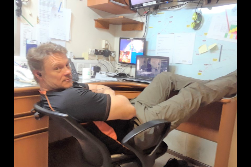 Darin Baumann of Moose Jaw is an offshore construction superintendent with Kreuz Subsea, which replaces old oil and gas pipelines on the sea floor. Baumann and his crews are stuck off the northwest coast of India since all ports have been closed. Photo courtesy Darin Baumann