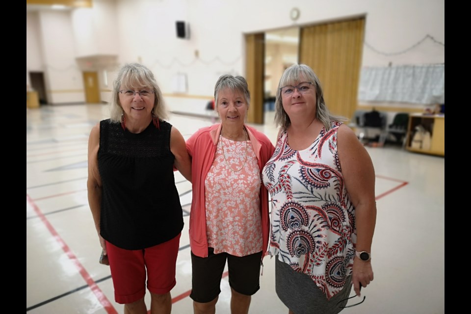 Line dance workshop instructors. Left to right: Cheryl Chow, Vel Smith, and Brenda Winter.