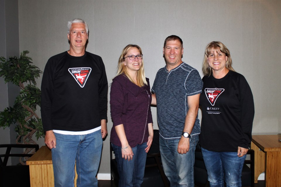 The Moose Jaw team participating in this year’s Drop Zone, The Breakfast Club, L-R: Mark Fenton, Pamela Clothier, Corey Csada, Roxanne Shandera, missing Abbas Ahmed.