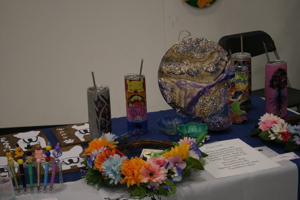 Some of the wares on sale at the Eyebrow School trade show.