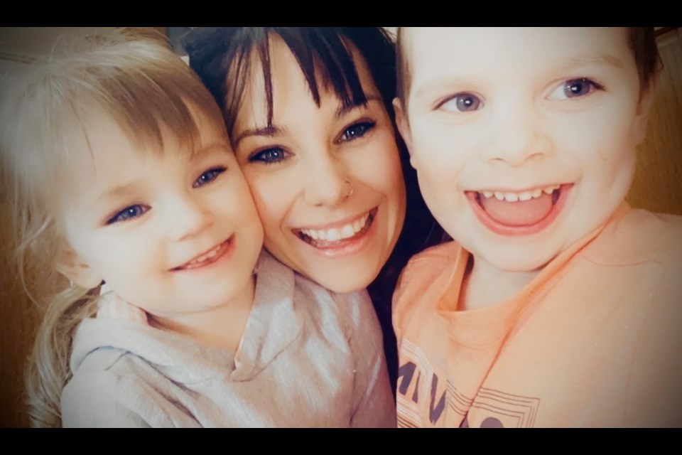 Chelsey Goodwin (centre), with her two children, daughter Molly and son Elliot. Photo courtesy Chelsey Goodwin