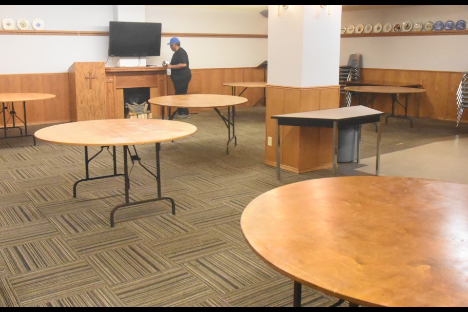 The dining room in the Salvation Army's main office basement where Hope Ministries served its suppers. Photo by Jason G. Antonio
