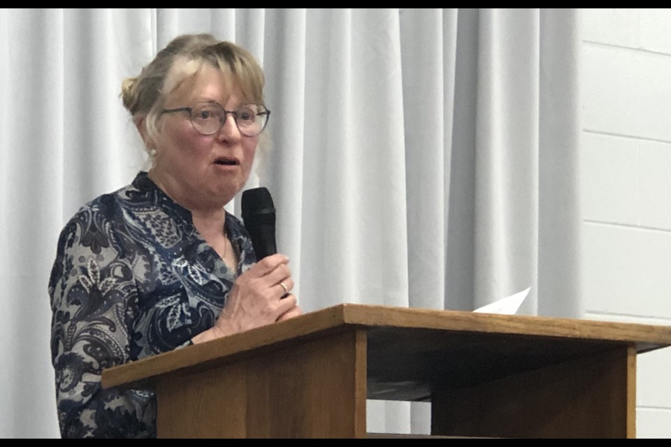 Jean Landry, president of Moose Jaw Right to Life, gives her annual update during the recent banquet. Photo by Jason G. Antonio