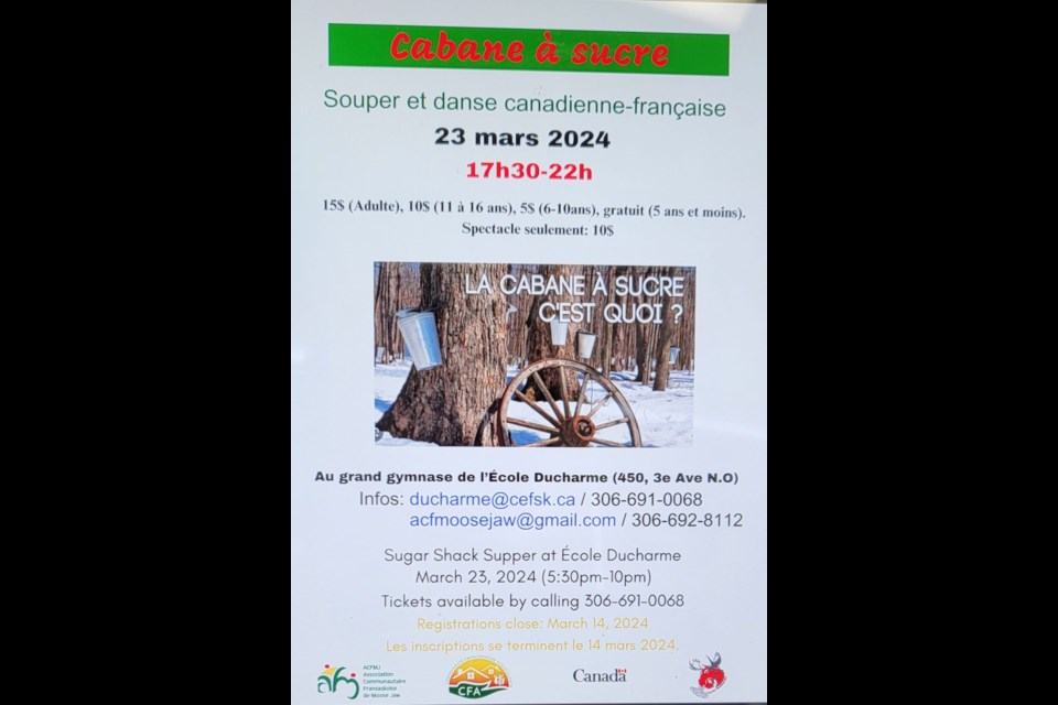 A poster promoting this year's Sugar Shack dinner and dance. Photo courtesy Facebook