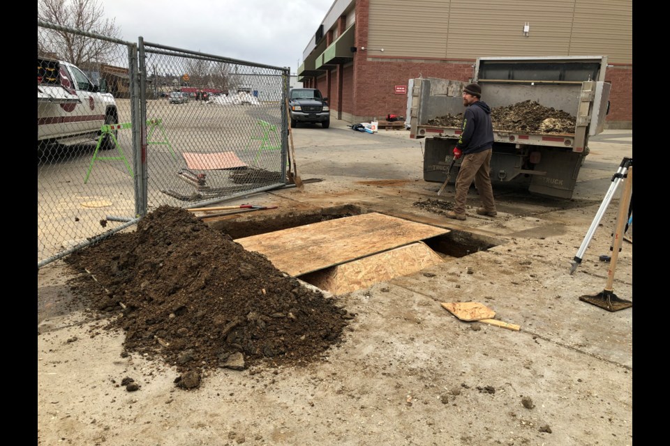 Contractors with C&S Builders lay the foundation for the bell stand during the week of Nov. 7 to 10. Photo by Jason G. Antonio